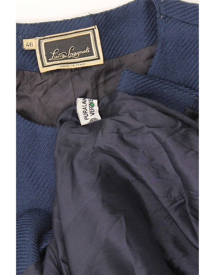 Luisa Spagnoli Chaqueta Blazer de 5 Botones para Mujer IT 46 Grande Lana Virgen Azul