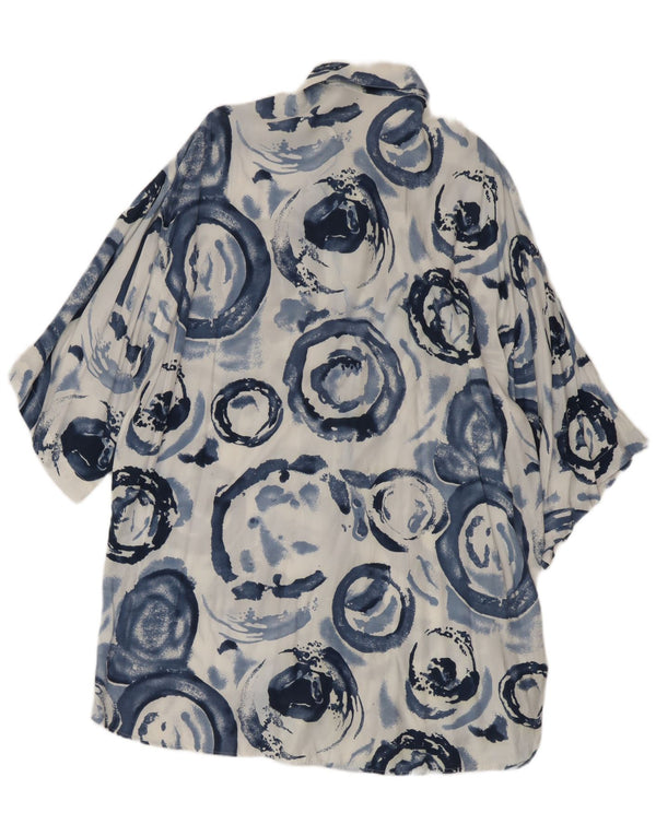 Camisa Vintage Hombre Manga Corta XL Viscosa Geométrica Azul