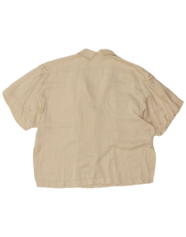 Claude Montana Womens Short Sleeve Shirt Blouse US 6 Medium Off White