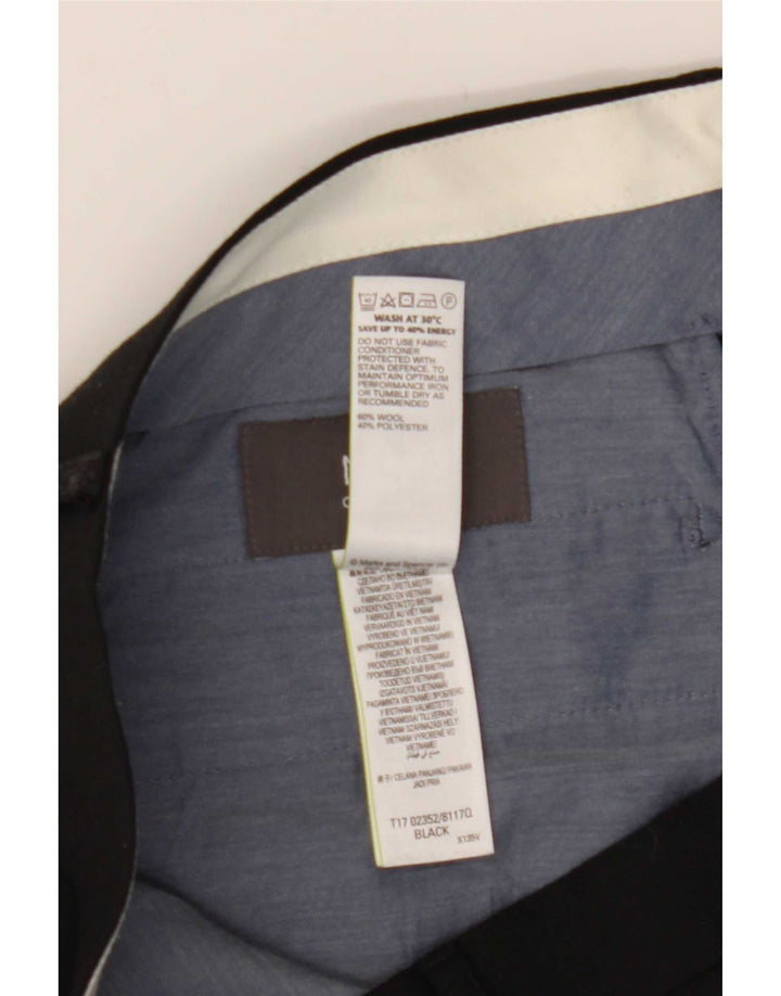 Marks & Spencer Pantalones informales regulares para hombre W36 L31 Lana negra