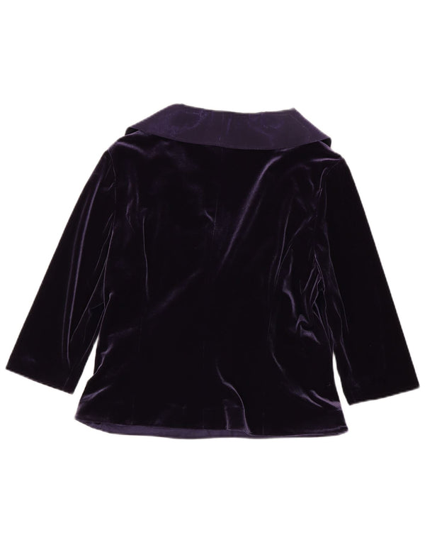 Minuet Blusa de Terciopelo de Manga 3/4 para Mujer Top UK 46 Poliéster Morado Grande