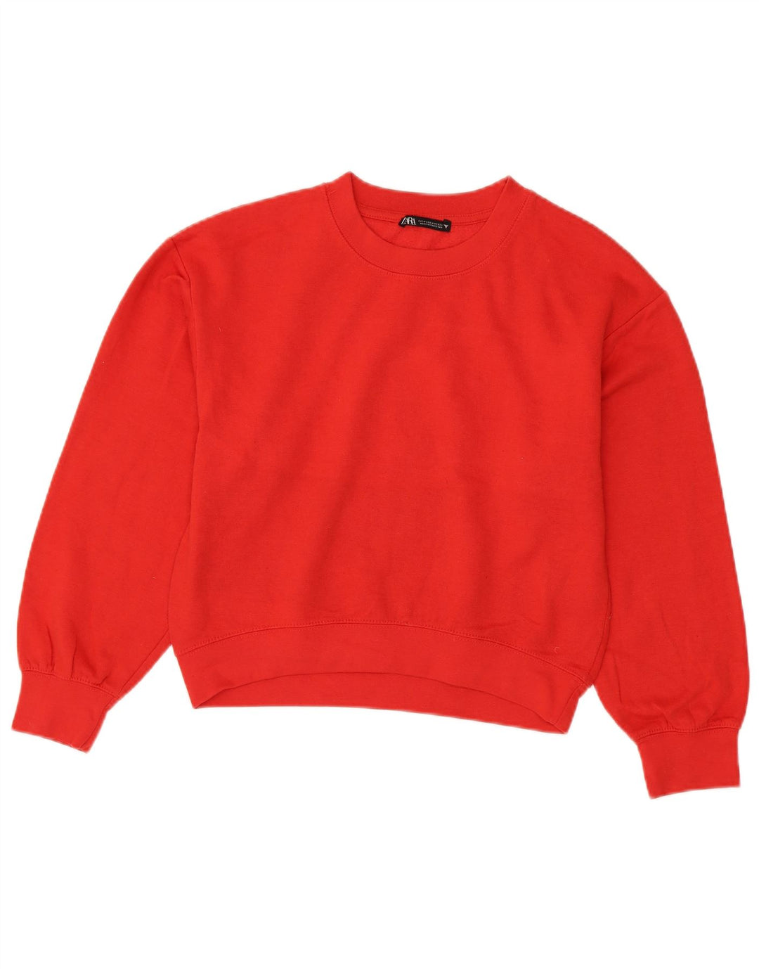 Zara Mujer Crop Sudadera Jumper UK 44 Mediano Rojo Poliéster
