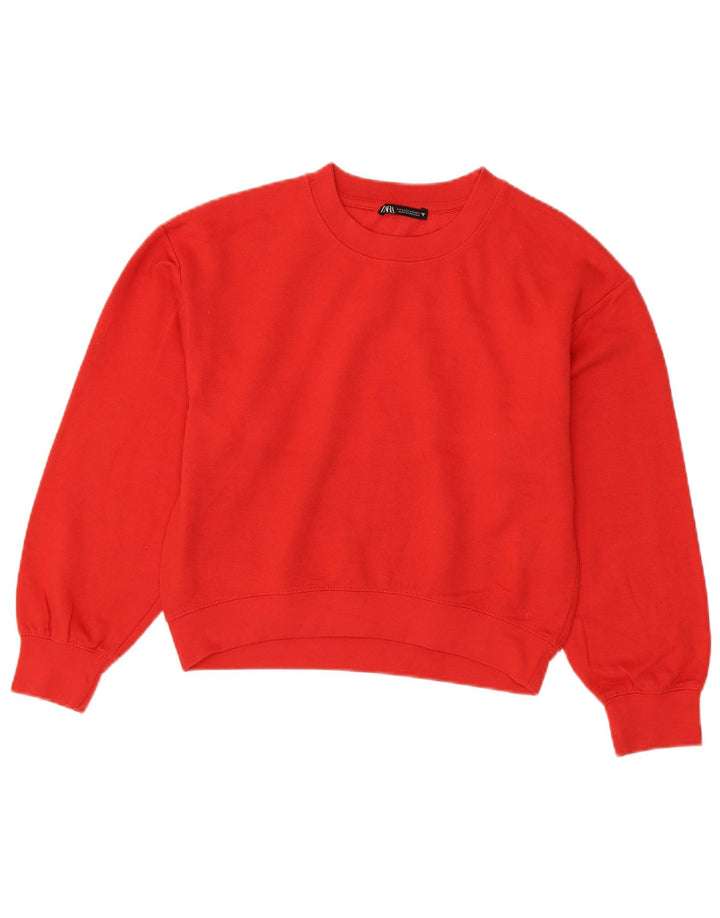 Zara Mujer Crop Sudadera Jumper UK 44 Mediano Rojo Poliéster