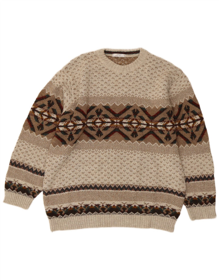 Marks & Spencer Jersey St. Michael con cuello redondo para hombre, talla grande, color beige