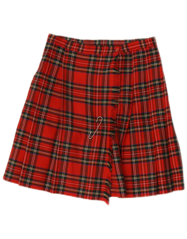 Falda cruzada vintage para mujer W26 pequeño cheque rojo