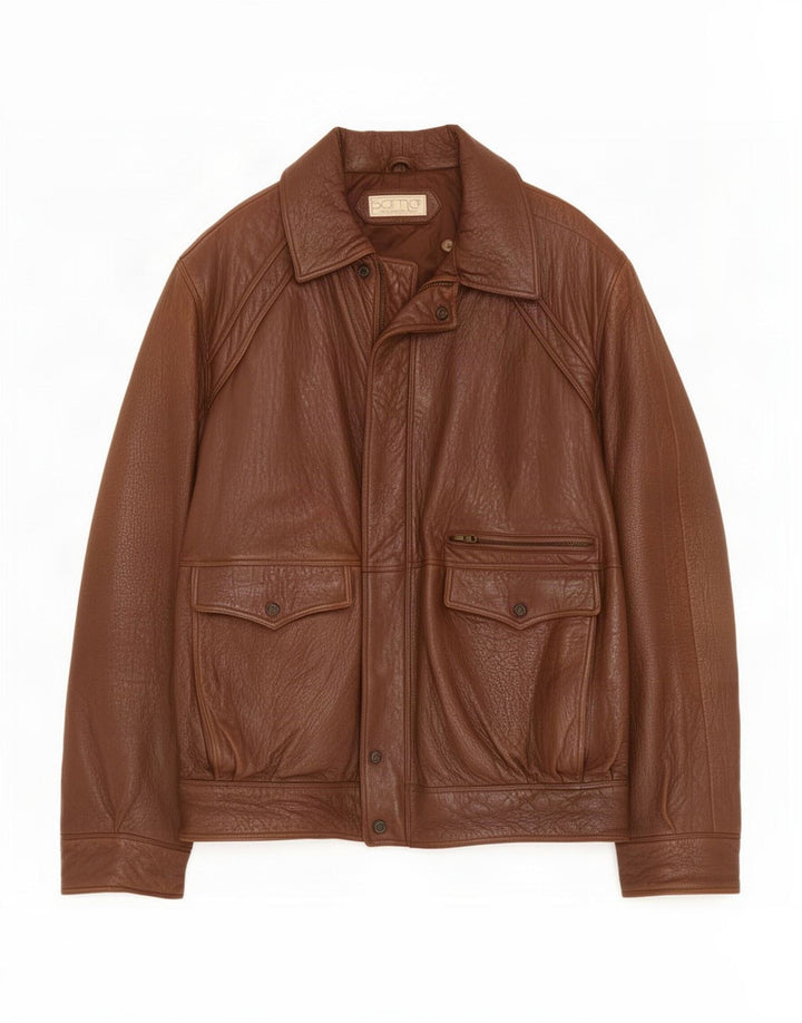 Chaqueta de cuero vintage para hombre Reino Unido 42 XL Marrón