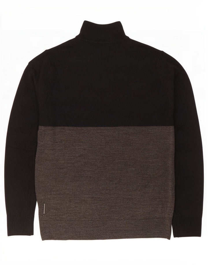 French Connection Jersey tipo jersey con cremallera en el cuello para hombre, color negro mediano