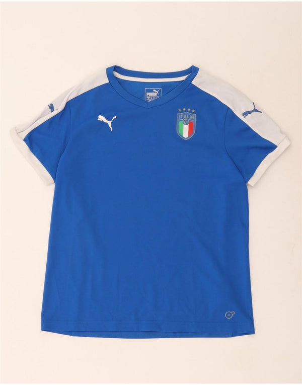 Puma Mujer Italia Graphic Camiseta Top UK 40 Grande Azul Colorblock