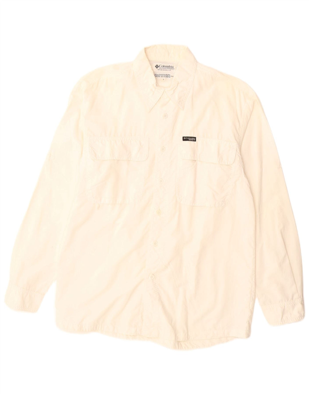 Camisa COLUMBIA para hombre pequeña de nailon blanco roto
