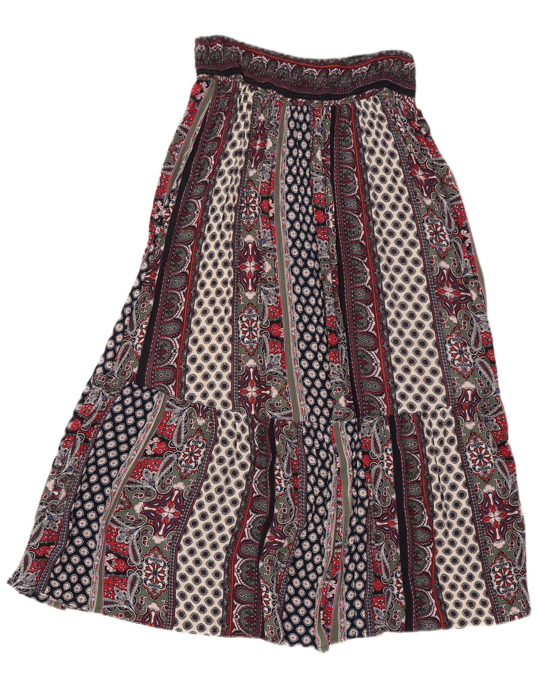 Monsoon Falda Gitana Mediana W30 Viscosa Patchwork Multicolor