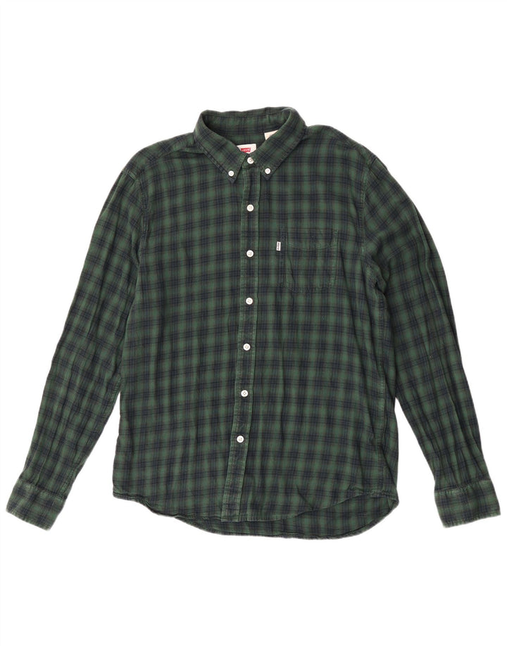 Levi's Hombre Camisa De Franela De Algodón A Cuadros Verdes Grandes