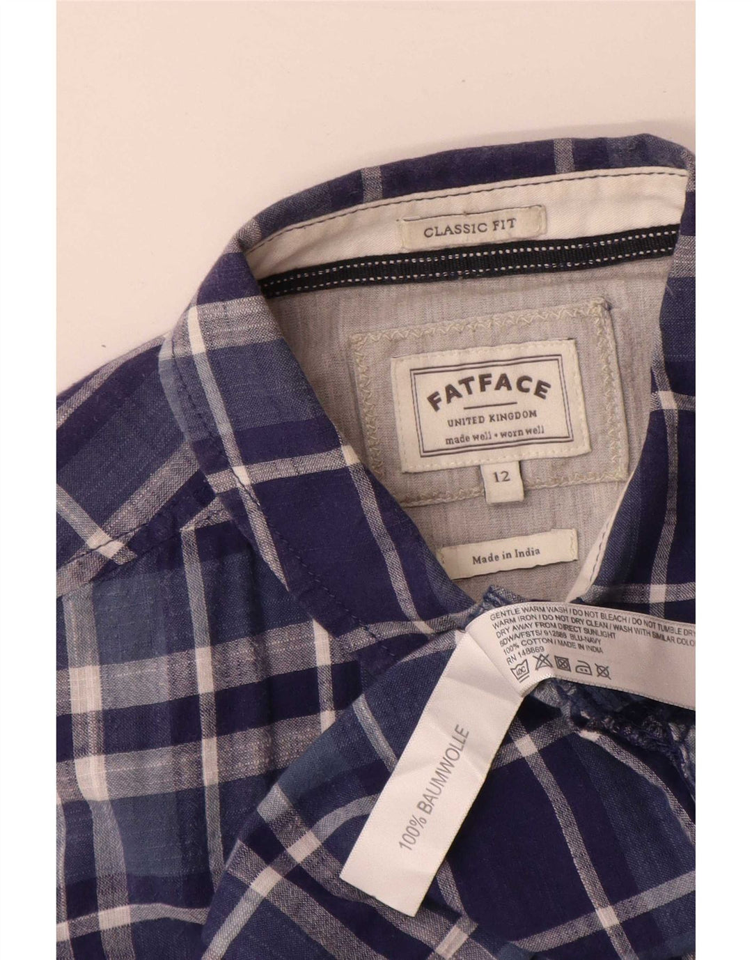 Camisa de corte clásico para mujer de Fat Face UK 40 Mediana Azul marino Cuadros Algodón