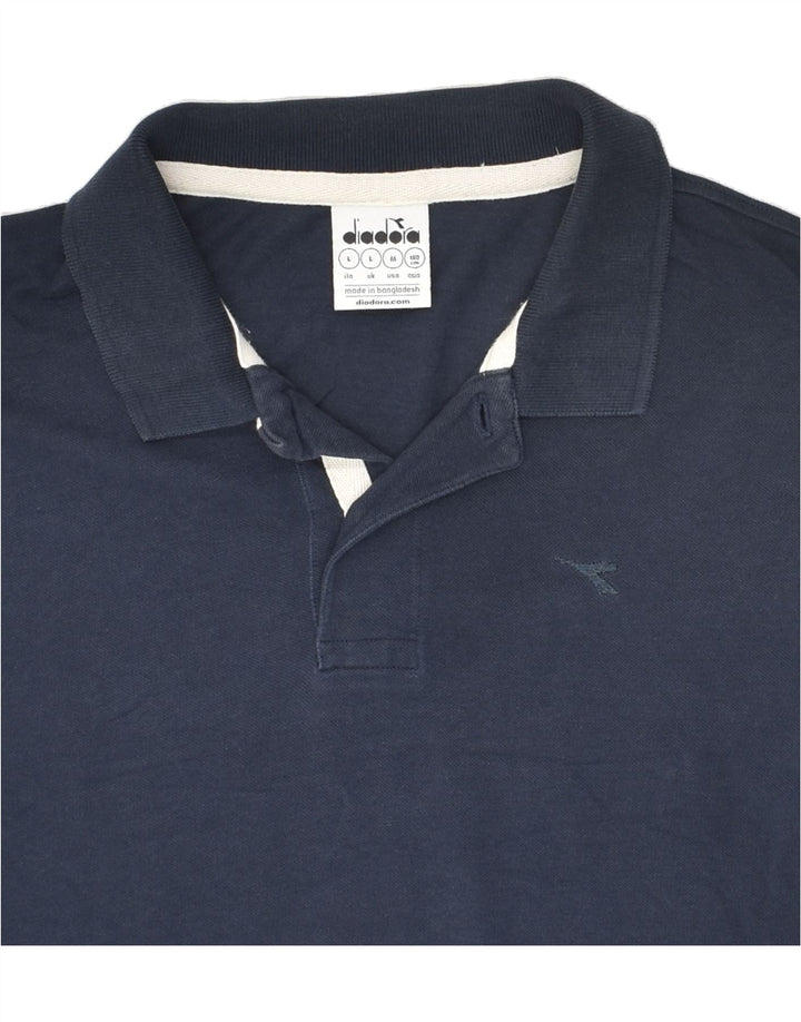 DIADORA Mens Polo Shirt Large Navy Blue Cotton | Vintage Diadora | Thrift | Second-Hand Diadora | Used Clothing | Messina Hembry 