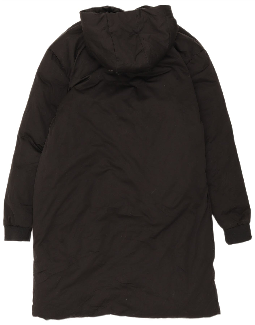 Zara Hombre Abrigo Acolchado Con Capucha UK 38 Medium Negro Poliéster