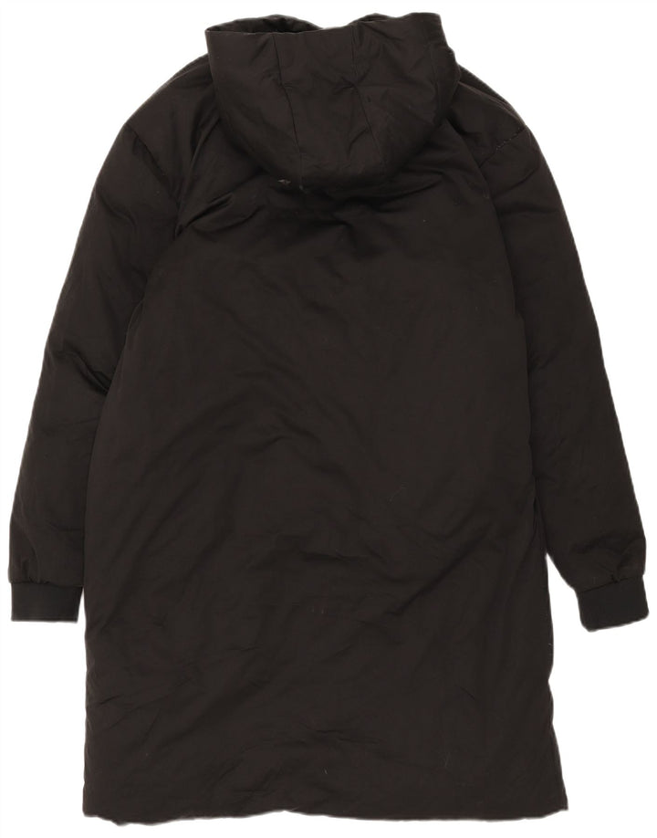 Zara Hombre Abrigo Acolchado Con Capucha UK 38 Medium Negro Poliéster