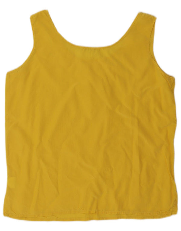Vintage mujer crop blusa sin mangas Top Reino Unido 14 seda amarilla grande