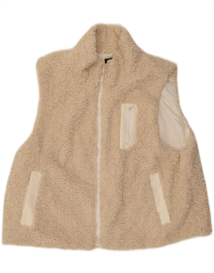 Zara Mujer Chaleco De Forro Extragrande UK 10 Small Beige Poliéster