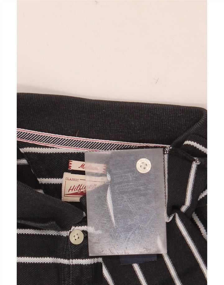 TOMMY HILFIGER Polo para hombre de algodón a rayas negro mediano