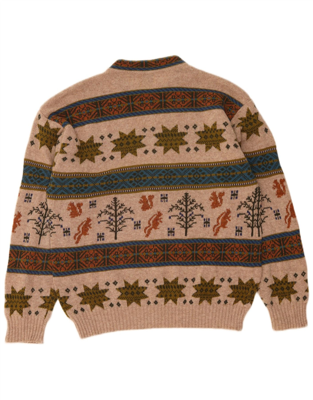 Benetton Jersey De Cuello Redondo De Lana Fair Isle Beige Medio