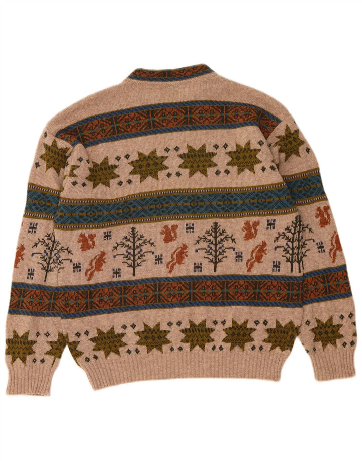Benetton Jersey De Cuello Redondo De Lana Fair Isle Beige Medio
