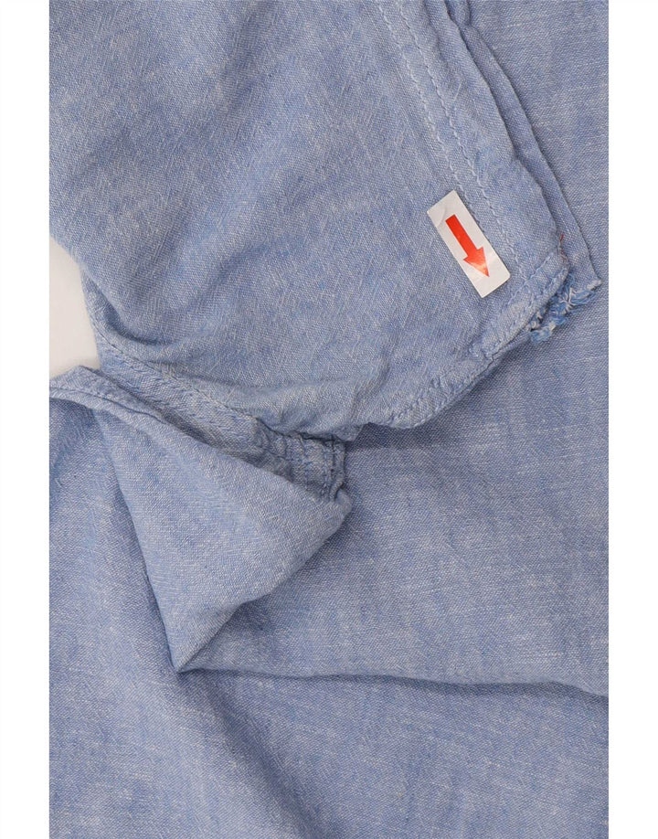 Camisa de manga corta para hombre Fat Face Small de lino azul