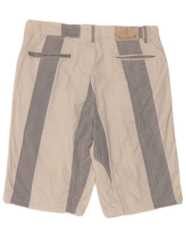 SIVIGLIA Pantalones cortos casuales para hombre W33 Algodón de rayas blancas medianas