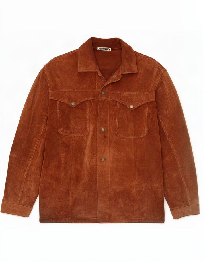 Vintage hombres ante chaqueta Reino Unido 38 marrón medio