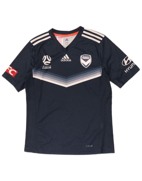 Adidas Boys Climalite Graphic T-Shirt Top 13-14 Years Navy Blue Polyester