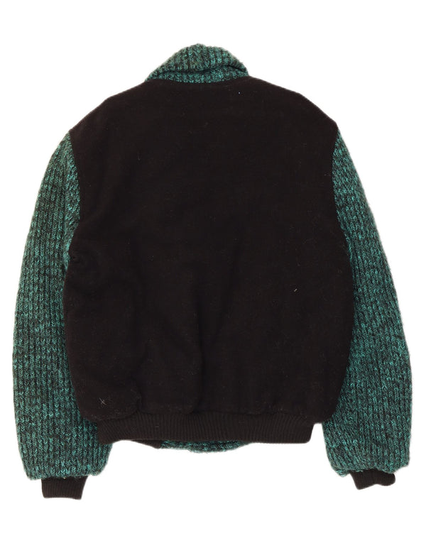 Vintage hombres punto bomber chaqueta Reino Unido 38 medio verde colorblock