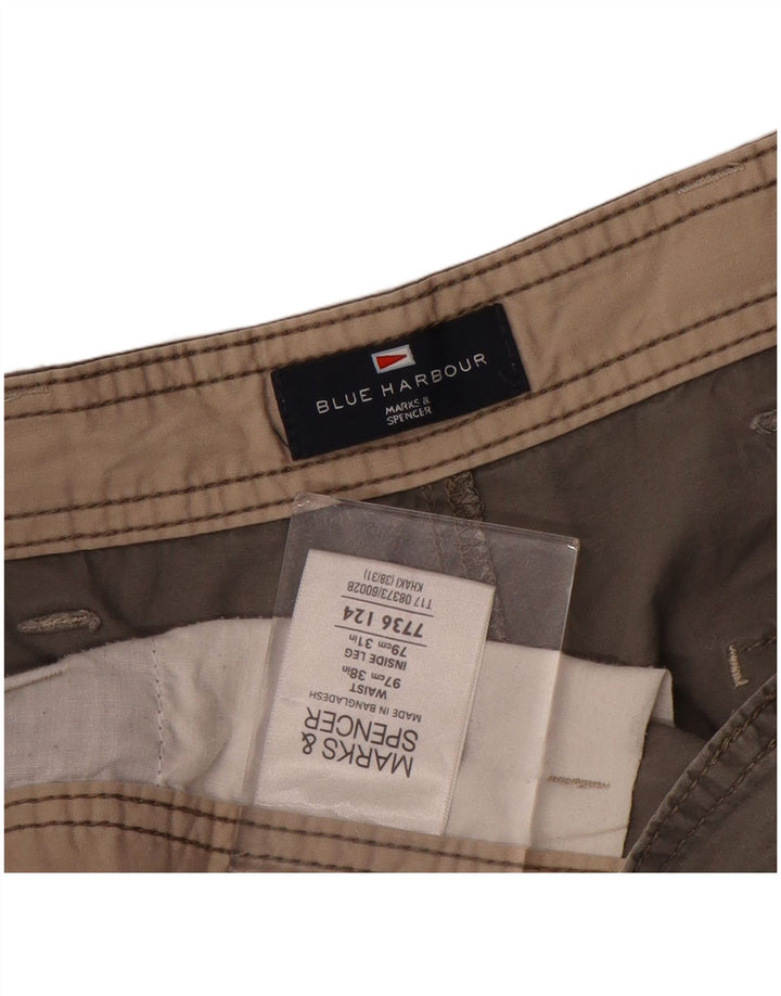 Marks & Spencer Pantalón cargo recto azul Harbor para hombre W38 L31 Gris