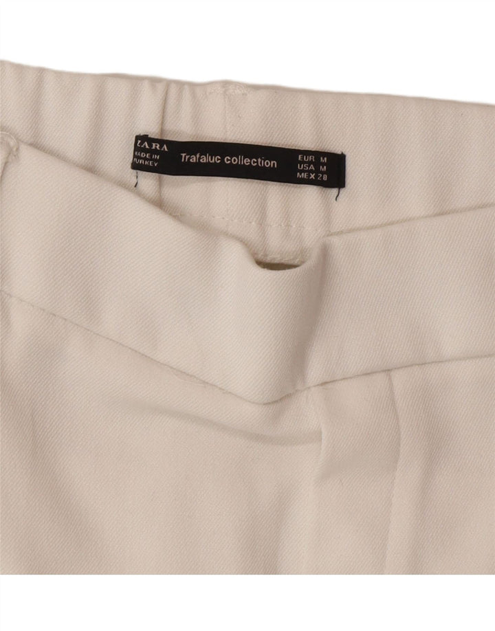 Zara Mujer Pantalón Cropped Mediano W28 L24 Blanco Colorblock