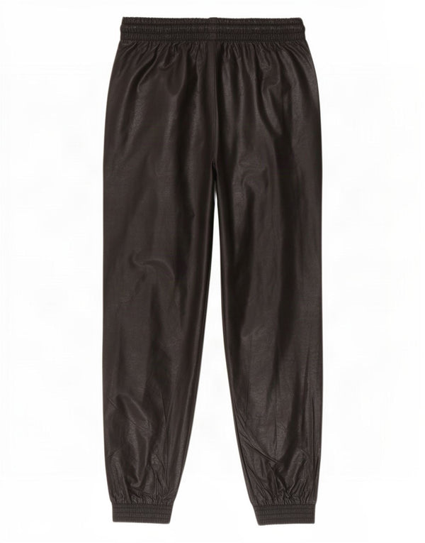 Zara Mujer Joggers Pantalones De Piel Sintética Mediano W28 L26 Poliuretano Negro