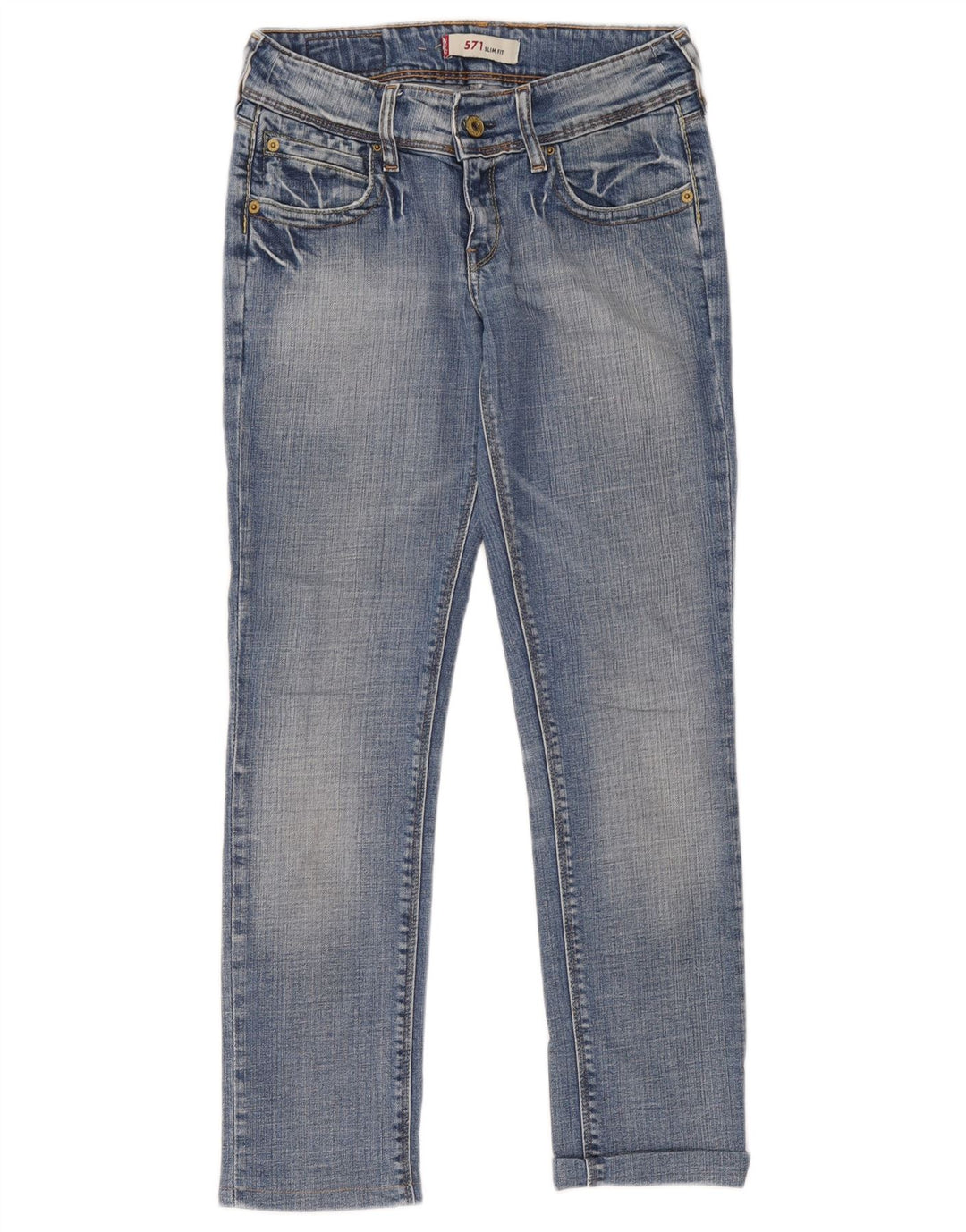 Levi's Mujer 571 Slim Jeans W27 L34 Algodón Azul