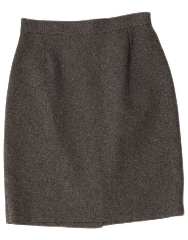 Falda lápiz de cintura alta vintage para mujer IT 44 Medio W26 Poliéster gris