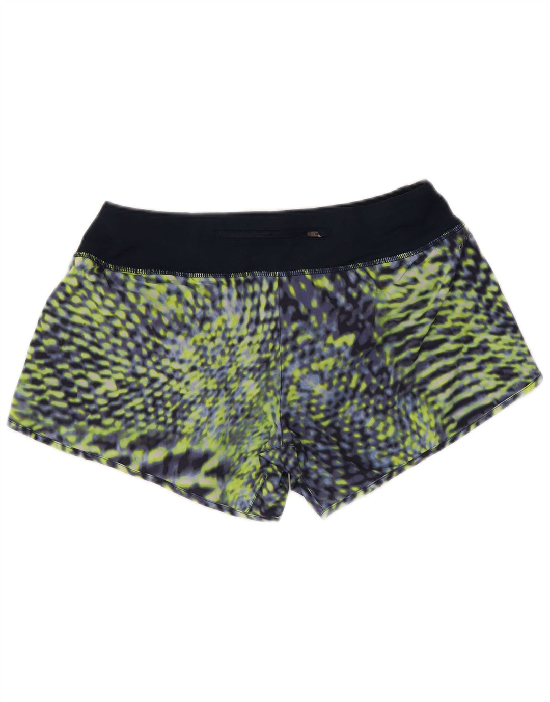 NIKE - Pantalones cortos deportivos para mujer Dri Fit con patrón abstracto, talla 40, talla M, color azul marino