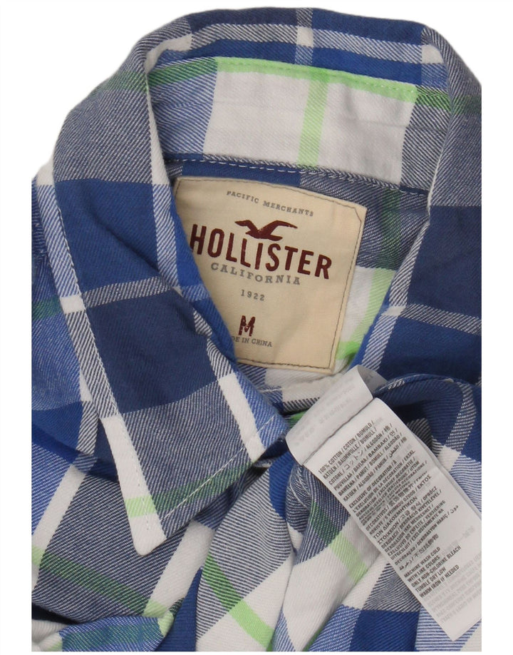 Camisa Hollister Hombre De Franela De Algodón A Cuadros Azul Medio