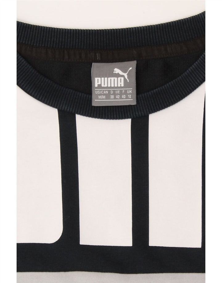 Puma Mujer Graphic Sudadera Jumper UK 12 Medium Blanco Colorblock