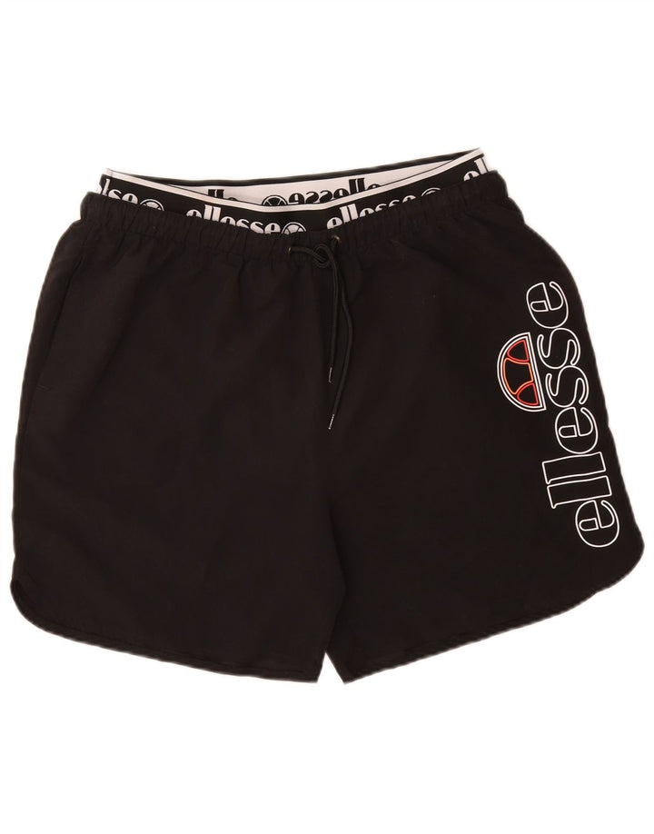 Ellesse Mens Graphic Bañador Shorts Grande Poliéster Negro