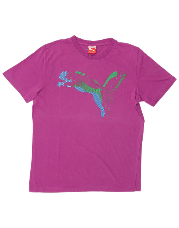 Puma Camiseta gráfica para hombre Top Small Purple Cotton