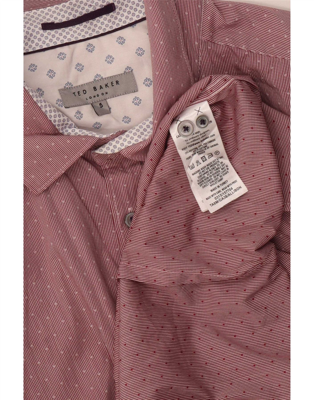 Ted Baker Camisa para hombre Talla 5 XL Algodón a rayas rojas