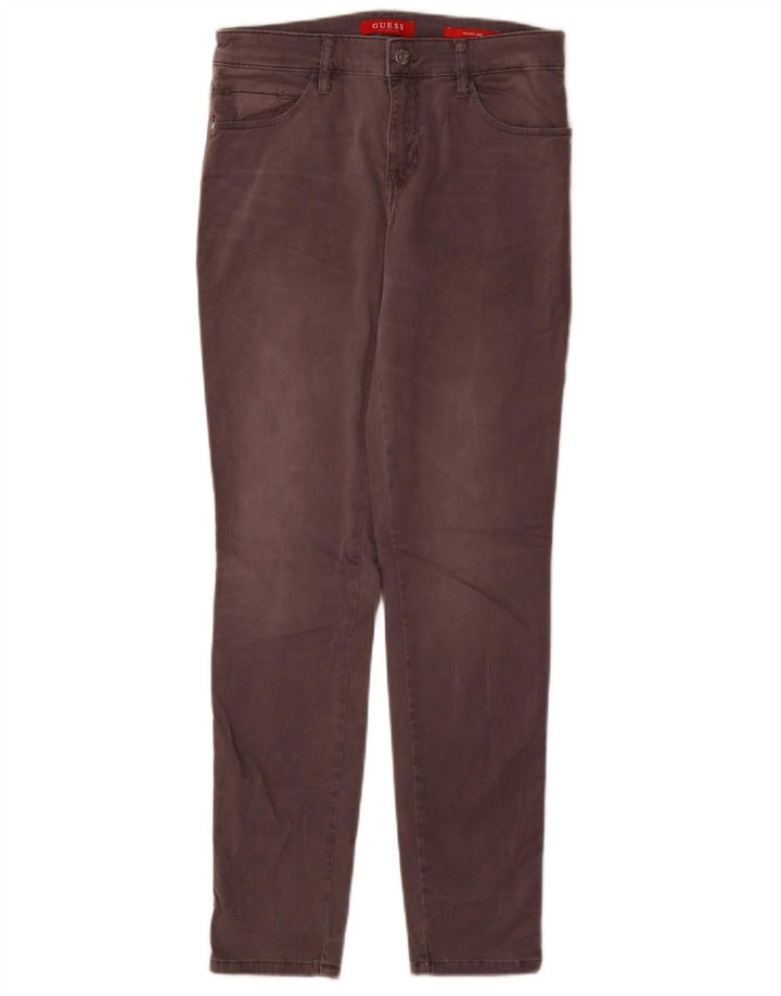 GUESS Pantalones informales ajustados para mujer W28 L30 Algodón gris