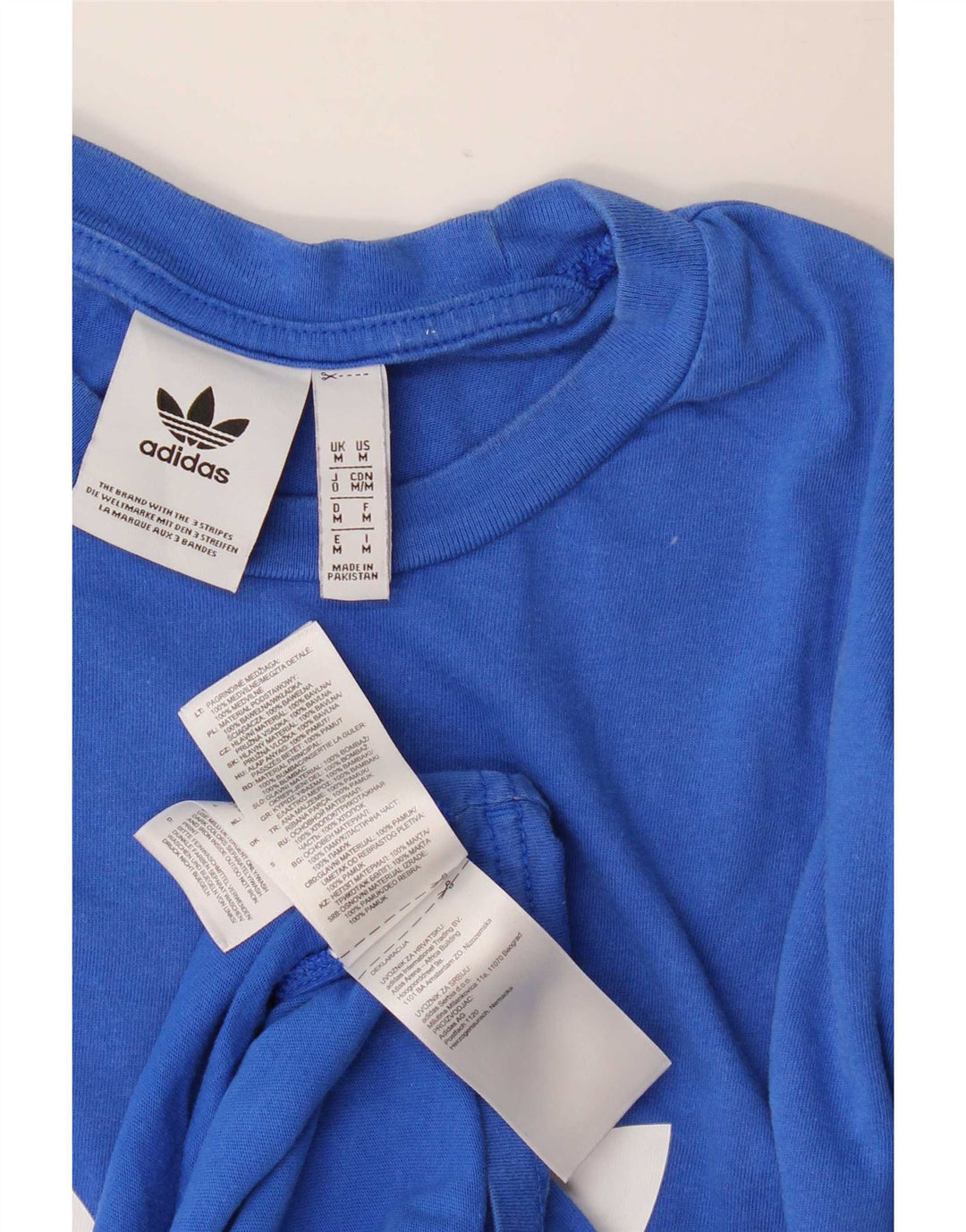 Adidas Hombre Camiseta Gráfica Top Algodón Azul Medio