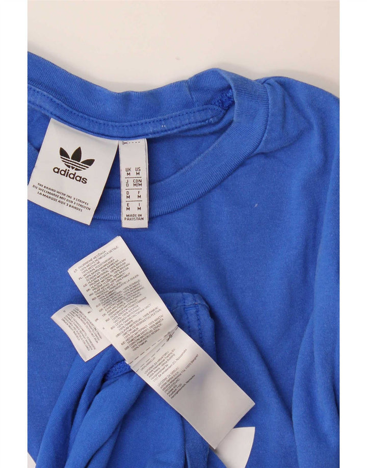 Adidas Hombre Camiseta Gráfica Top Algodón Azul Medio