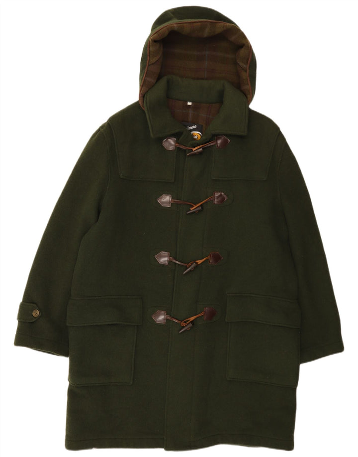 Vintage hombre con capucha Duffle Coat IT 50 lana verde grande