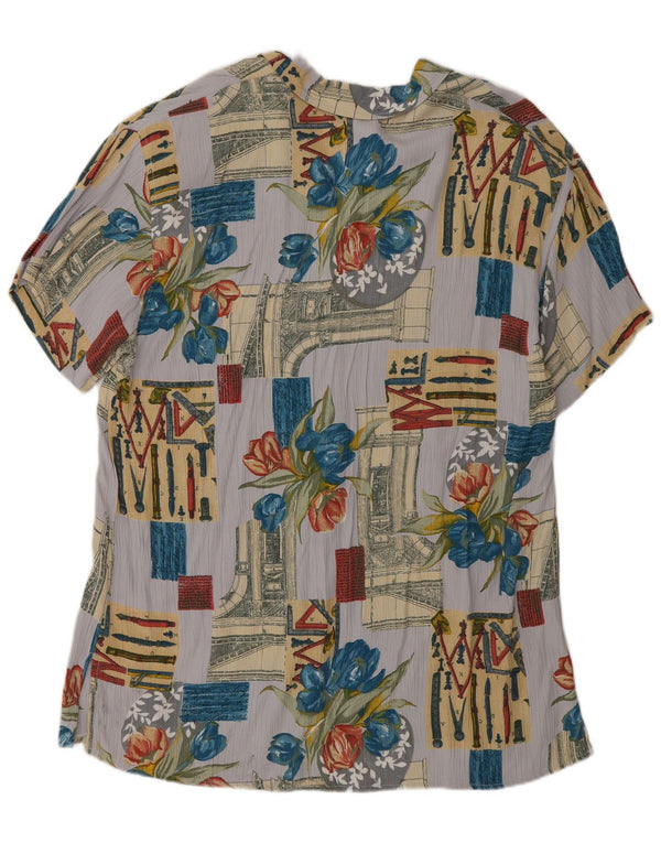 CARLA FERRONI Blusa camisera para mujer UK 46 Grande Patchwork multicolor