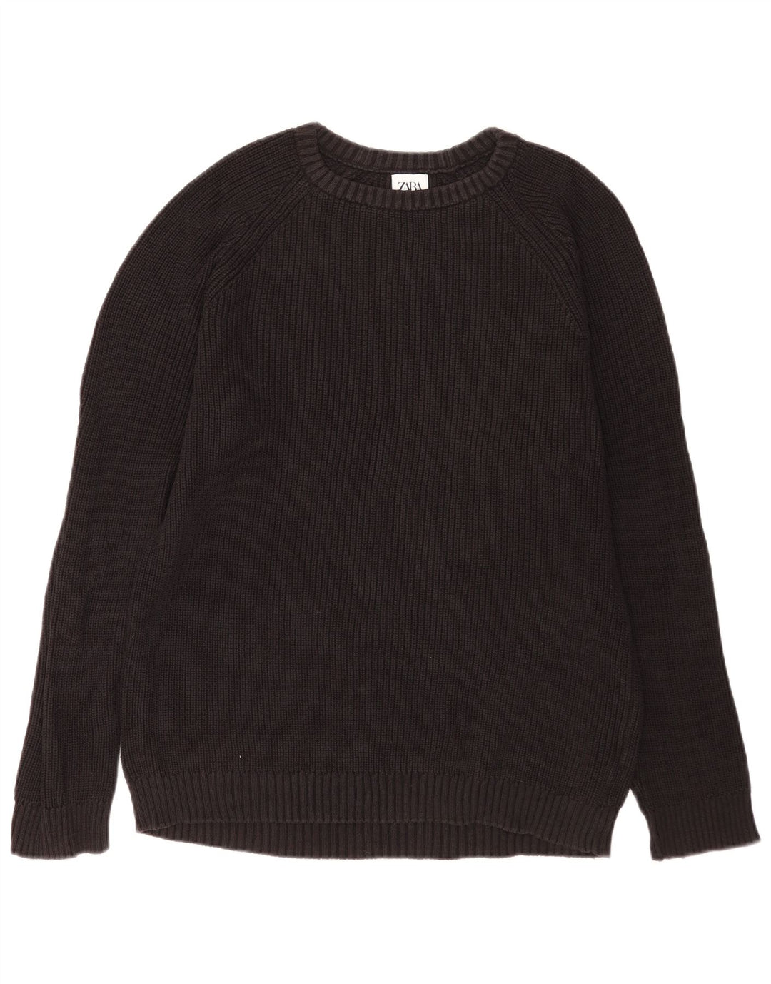 Zara Hombre Jersey Cuello Redondo Jersey Grande Algodón Negro