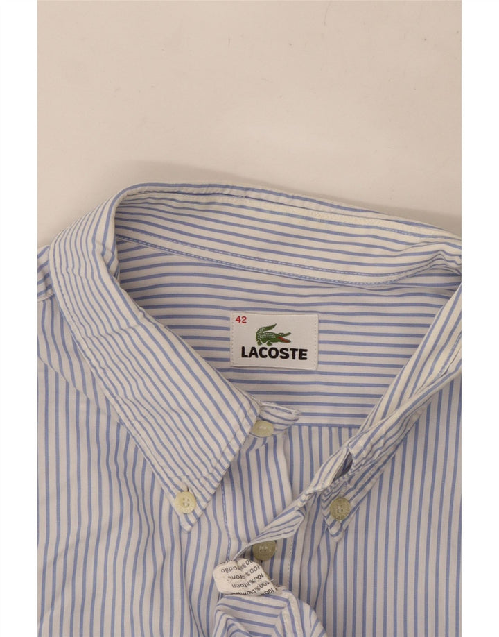 Camisa LACOSTE para hombre talla 42 algodón a rayas azul grande