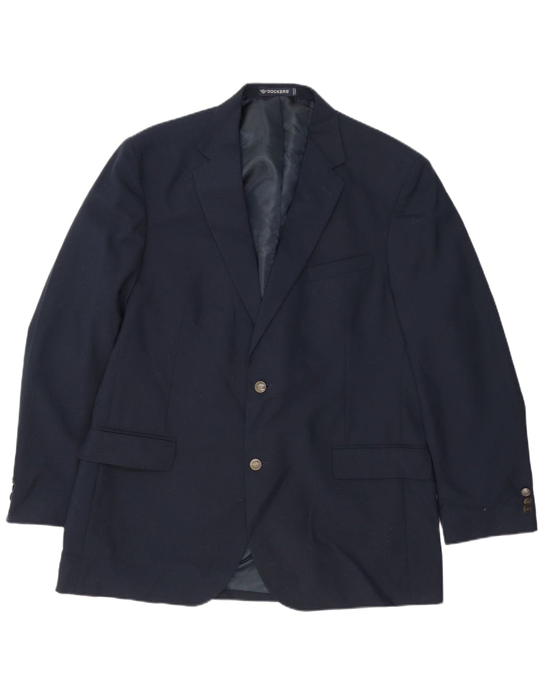 Dockers Chaqueta tipo blazer larga con 2 botones para hombre UK 44 2XL Lana azul marino