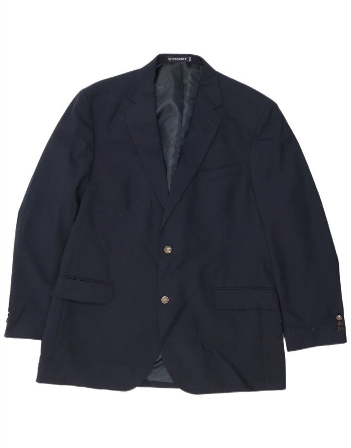 Dockers Chaqueta tipo blazer larga con 2 botones para hombre UK 44 2XL Lana azul marino