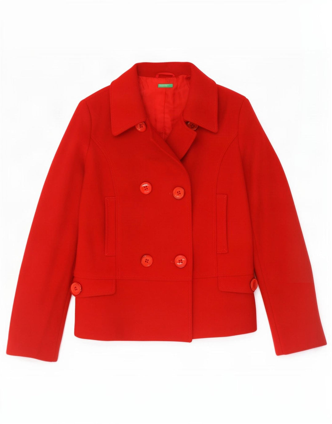 Benetton Chaquetón Niña 11-12 Años 2XL Lana Roja